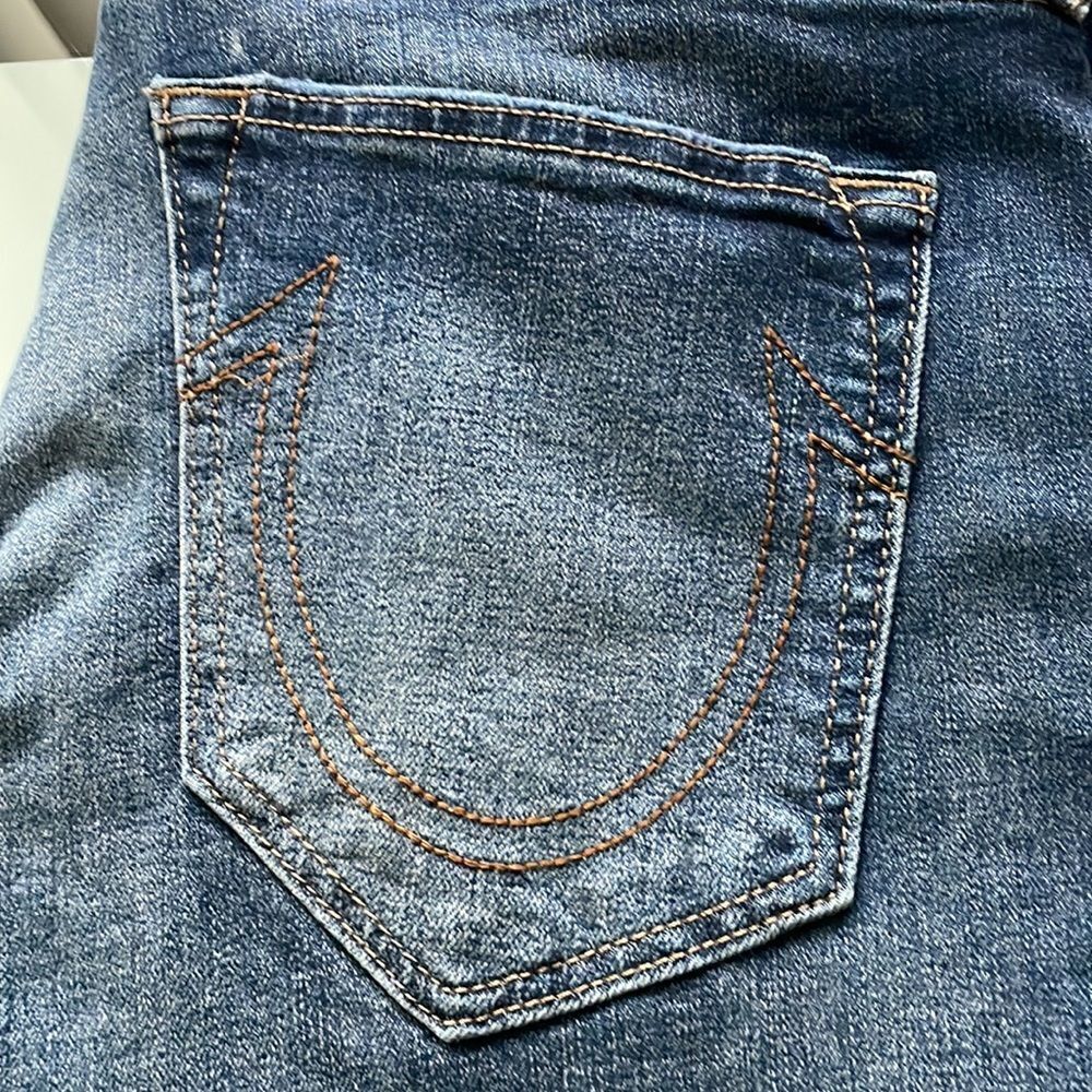 True Religion NWT jeans 34 ROCCO new relaxed skinny dark blue wash faded faded